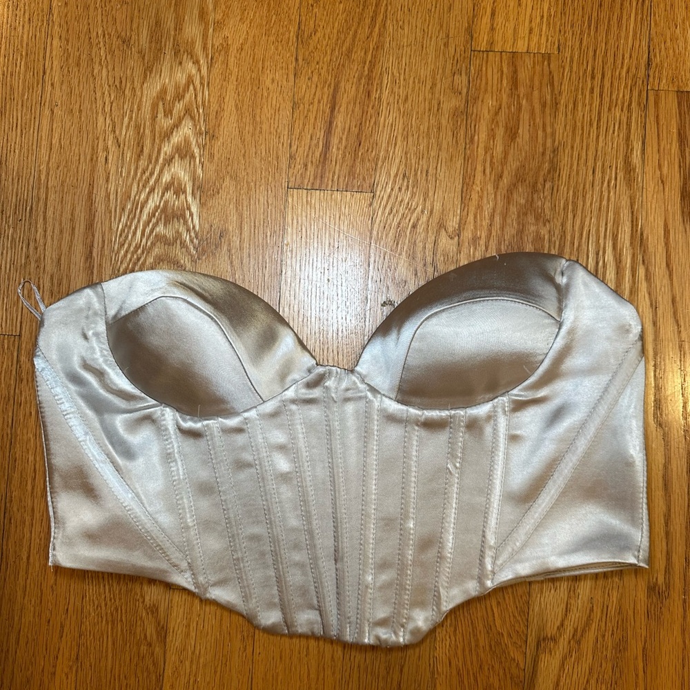 Elegant Zara Champagne Cream Satin Bustier